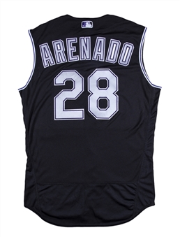 2019 Nolan Arenado Game Used Colorado Rockies Black Alternate Vest Jersey Used For 5 Games - 2 Home Runs (MLB Authenticated)